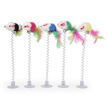 Load image into Gallery viewer, Dropship Interesting Elastic Color Mouse And Feather Bottom Sucker Pet Cat Toy Pet Supplies Colors Are Random
